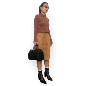 Vintage Tan Suede Leather Skirt Size S